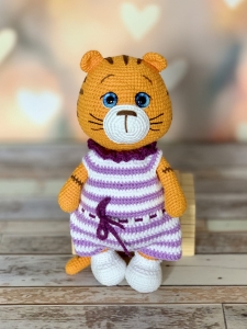 Rękodzieło - tygrys wykonany na szydełku