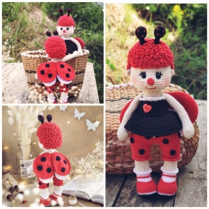 Rękodzieło -biedronka wykonana na szydełku